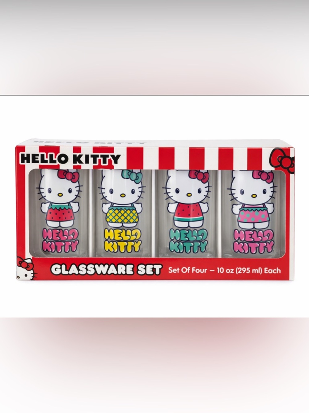 Sanrio Hello Kitty Glassware Set - Red, Pink, Yellow, Blue